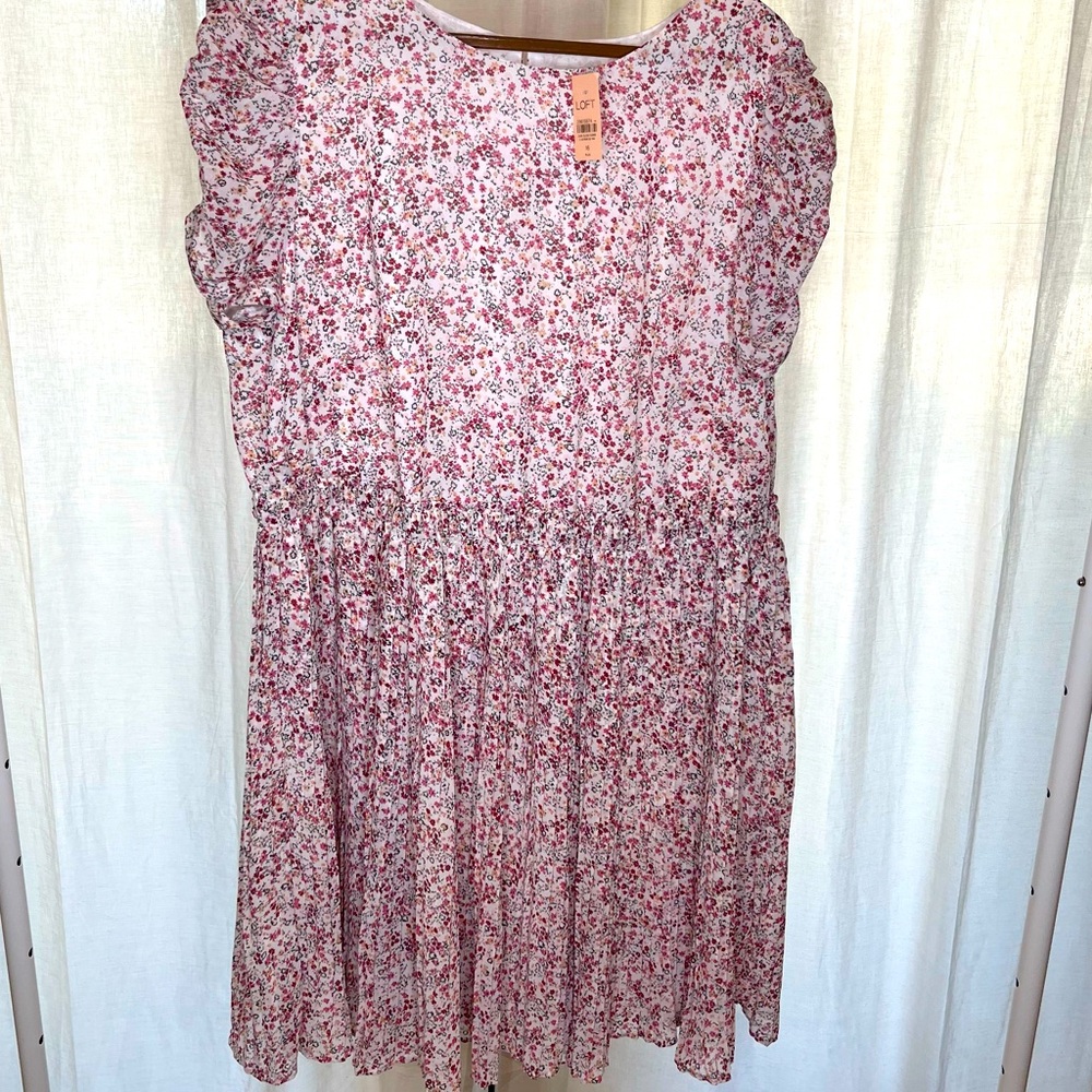 NWT Anne Taylor Loft pleated, floral dress.